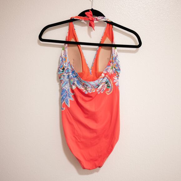 Johnny Was Drew Twist One Piece Swimsuit Halter Paisley Modest SZ XS - Picture 3 of 7